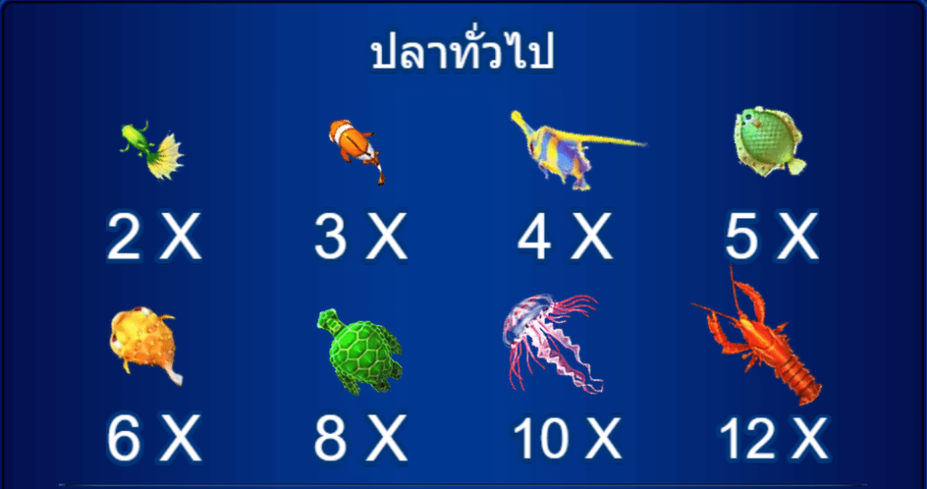 ปลาทั่วไปอัตราการจ่ายจะอยู่ที่ X2 ไปจนถึง X35